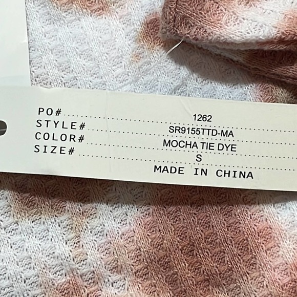 NWT Sweet‎ Romeo Tie Dye Thermal Thumbhole Shirt In Mocha - Picture 5 of 8